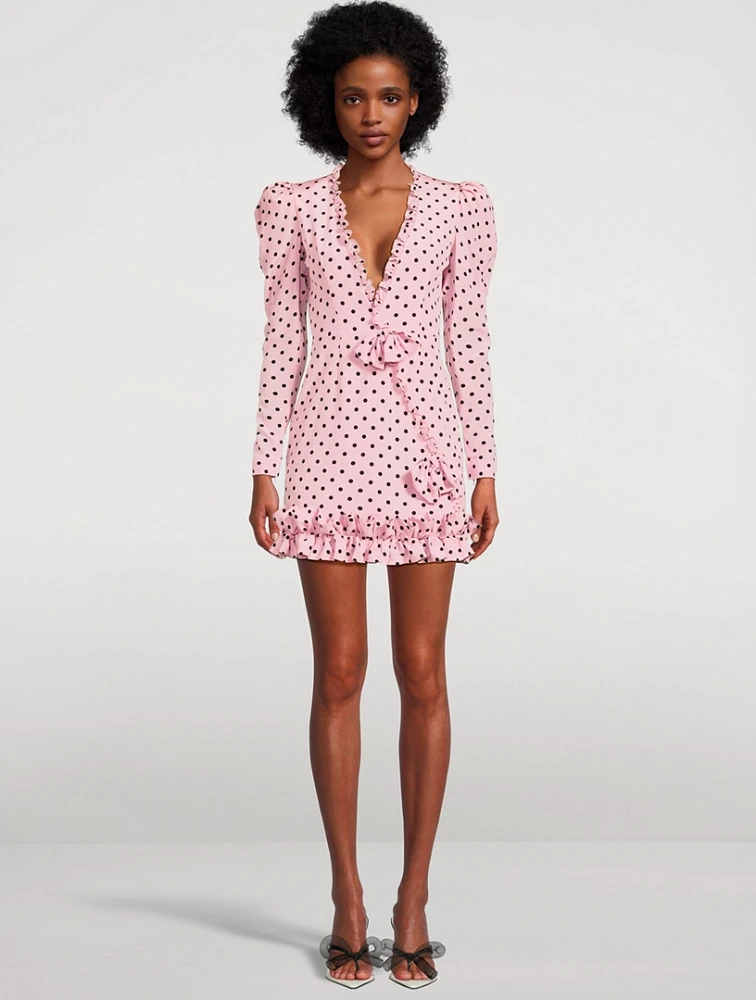 ワンピース ALESSANDRA RICH Printed Silk Mini Dress Printed silk long sleeve mini dress - Alessandra Rich