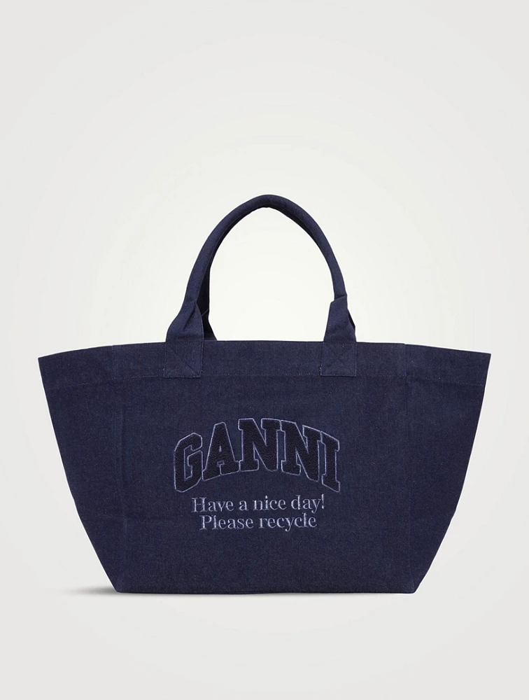 ★GANNI★ XXL Denim Shopper Bag Dark Navy GANNI XXL XXL Denim Tote Bag | Square One