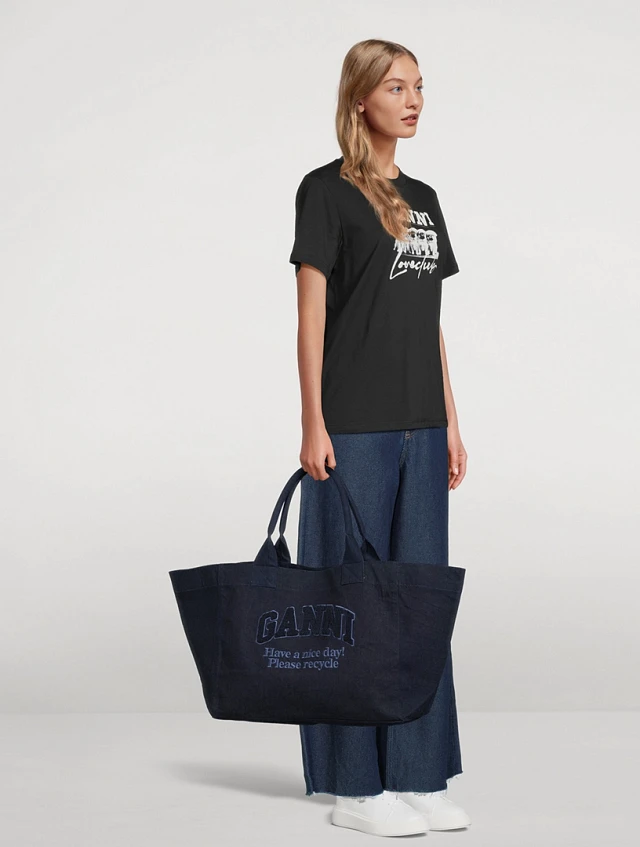 ●Ganni● XXL Denim Shopper Bag Dark Navy A6278642 A6278642F MUSINSA公式 | GANNI XXL Denim Shopper Bag - Dark Navy / A6278642