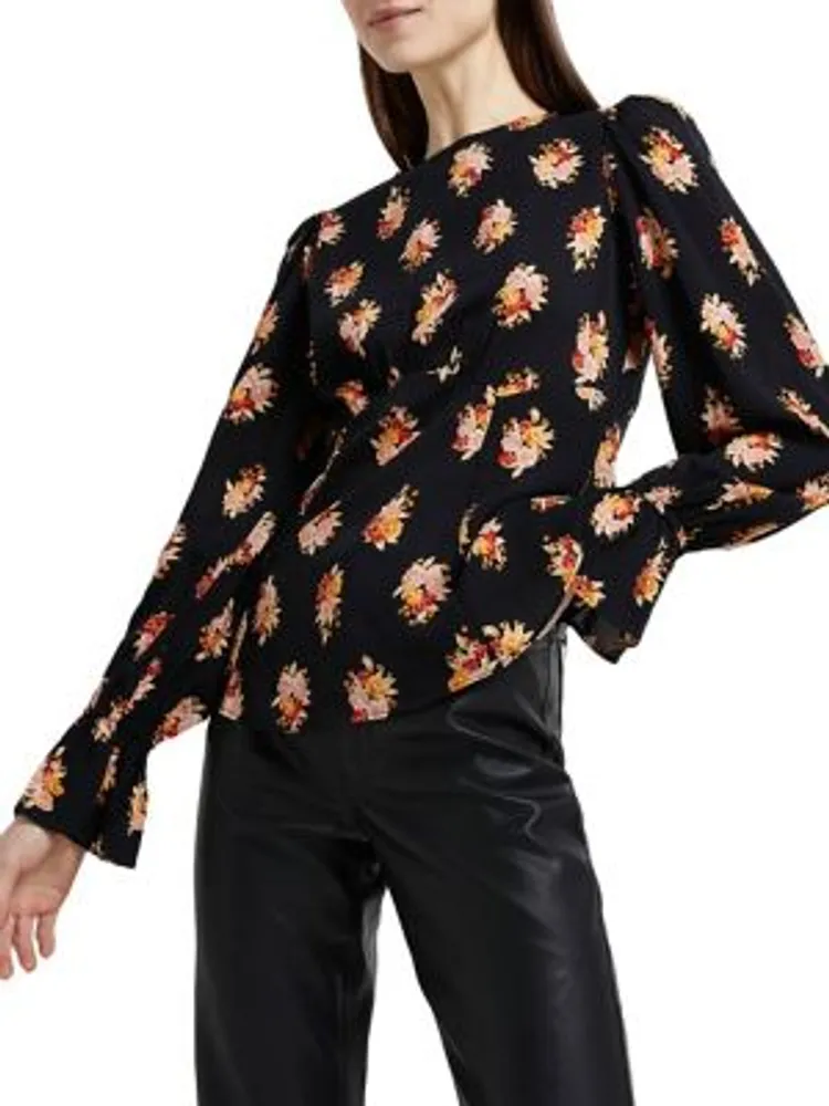 Sandro + Bluebird Balloon-Sleeve Floral Top | Hillcrest Mall