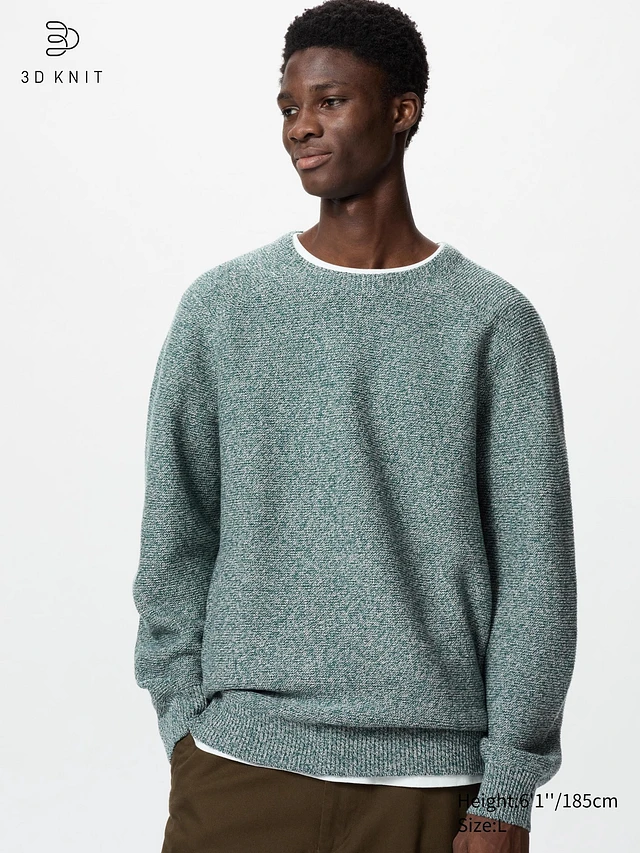 mare ♡Machine Washable Half Sleeve Knit 3D Knit Crew Neck Long-Sleeve Sweater | UNIQLO US