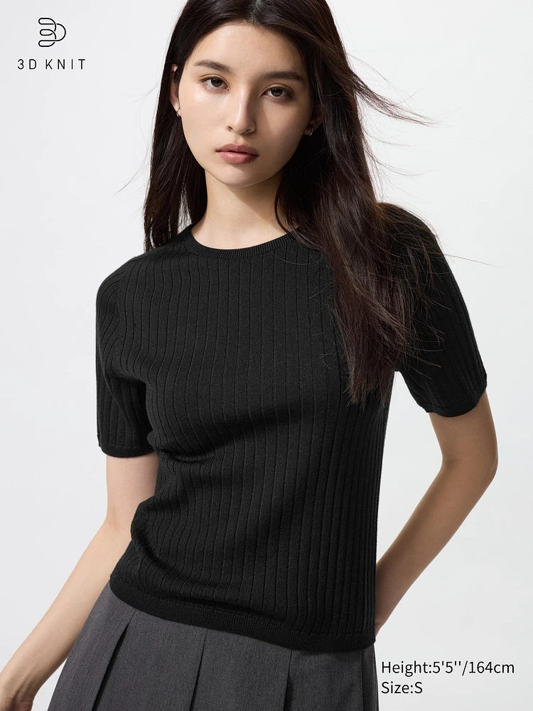 mare ♡Machine Washable Half Sleeve Knit 3D Knit Crew Neck Long-Sleeve Sweater | UNIQLO US