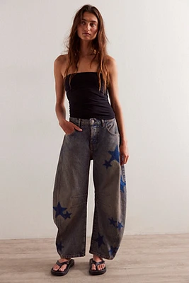 Free People ★ We The Free Good Luck Printed Barrel Jeans We The Free Good Luck Printed Barrel Jeans | Free People