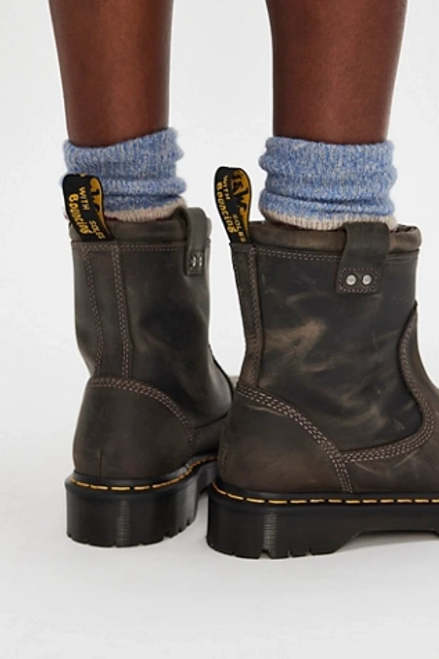Dr.Martin ドクターマーチン ANISTONE HI Anistone Hi Leather Biker Boots in Dark Brown | Dr. Martens