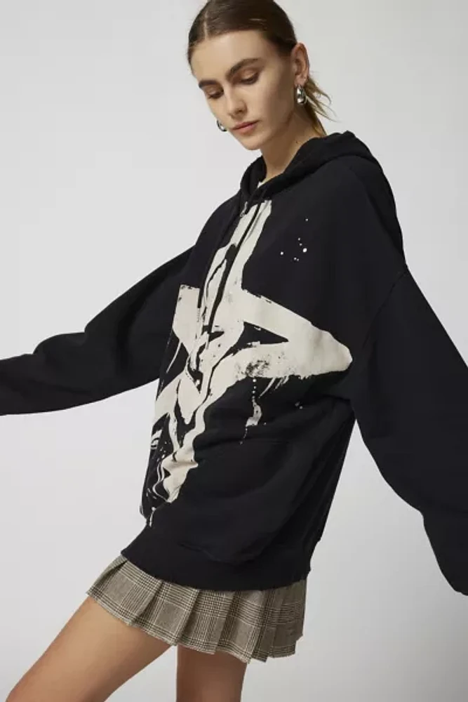 Urban Outfitters UO Bleached Star Zip-Up Hoodie Sweatshirt