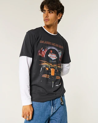 McLaren グレー トレーナー Lサイズ McLaren Mens Car Outlined LS Tee Heather Gray Long Sleeve T