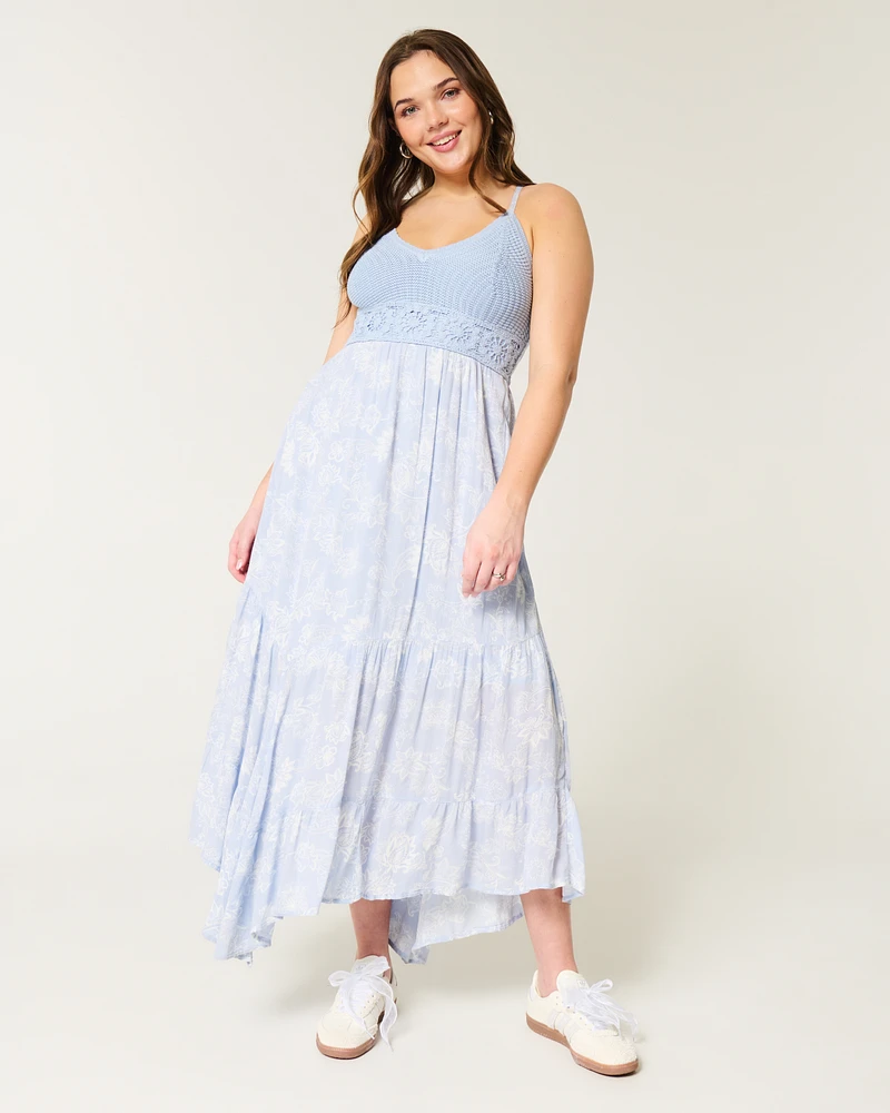 Hollister Crochet-Style Mix V-Neck Maxi Dress | Arden Fair