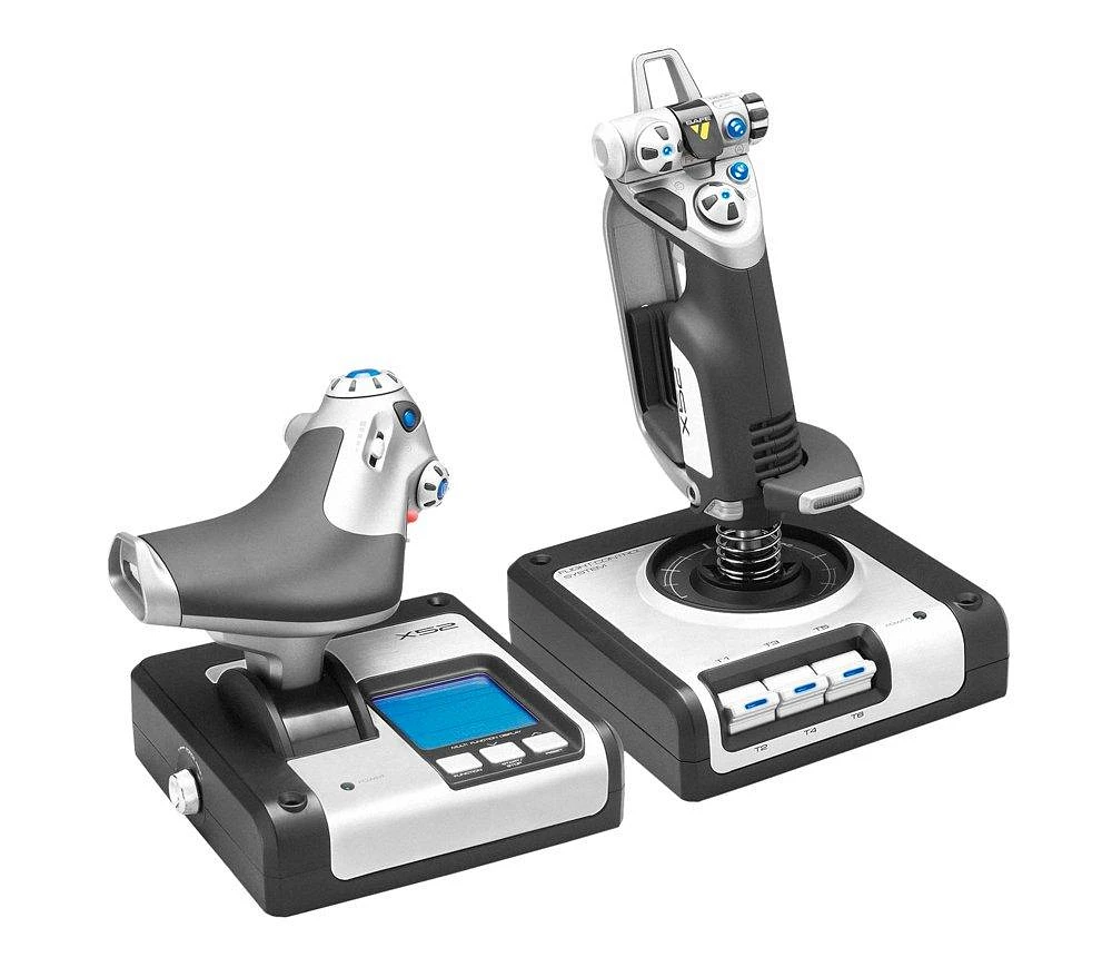 Logitech X52 H.O.T.A.S. Black and Silver Throttle and Stick Simulation ...