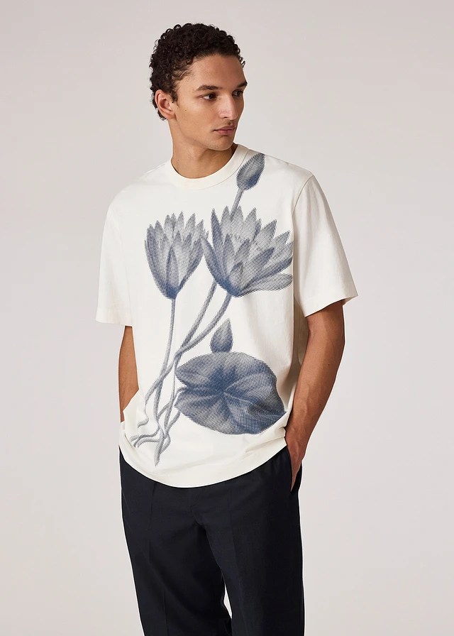 PS Paul Smith Ecru 'Half Tone Floral' Print T-Shirt | King's Cross