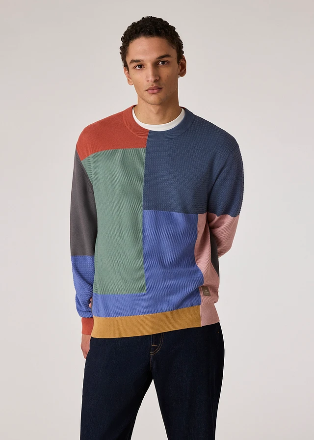 PS Paul Smith Colour-Block Textured-Cotton Sweater | King's Cross