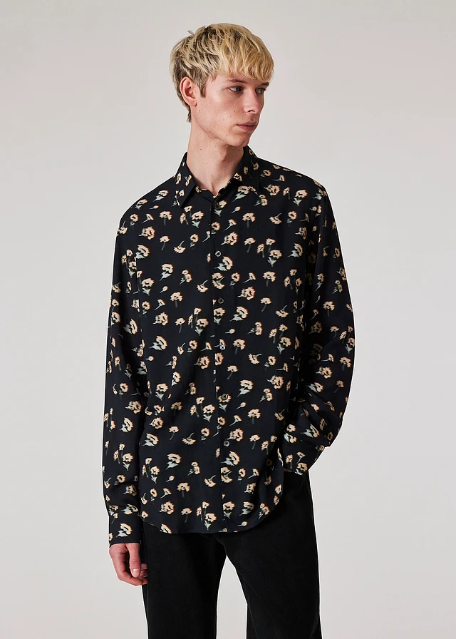 Paul Shadow Smith Shirt シャツ Print Navy 'Shadow Floral' Viscose