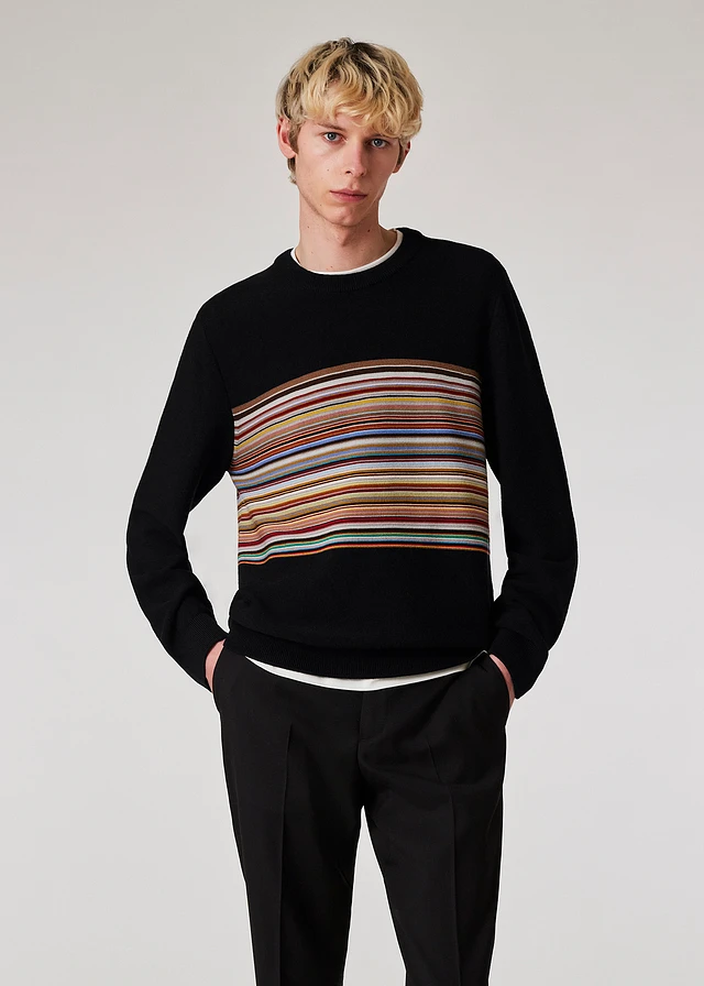Trys様　Paul Smith Collection Angola100% Navy Cotton 'Artist Stripe' Cuff Long-Sleeve Top