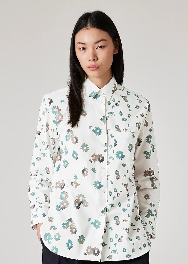 ※white★Paul Smith 花柄刺繍ガウン PS Paul Smith Women's White 'Chamomile Floral' Shirt | King's Cross