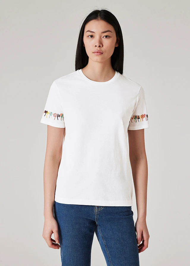 トップス Paul Smith FIOWER EMBROIDERY SHIRT PS Paul Smith short sleeve shirt with floral embroidery in