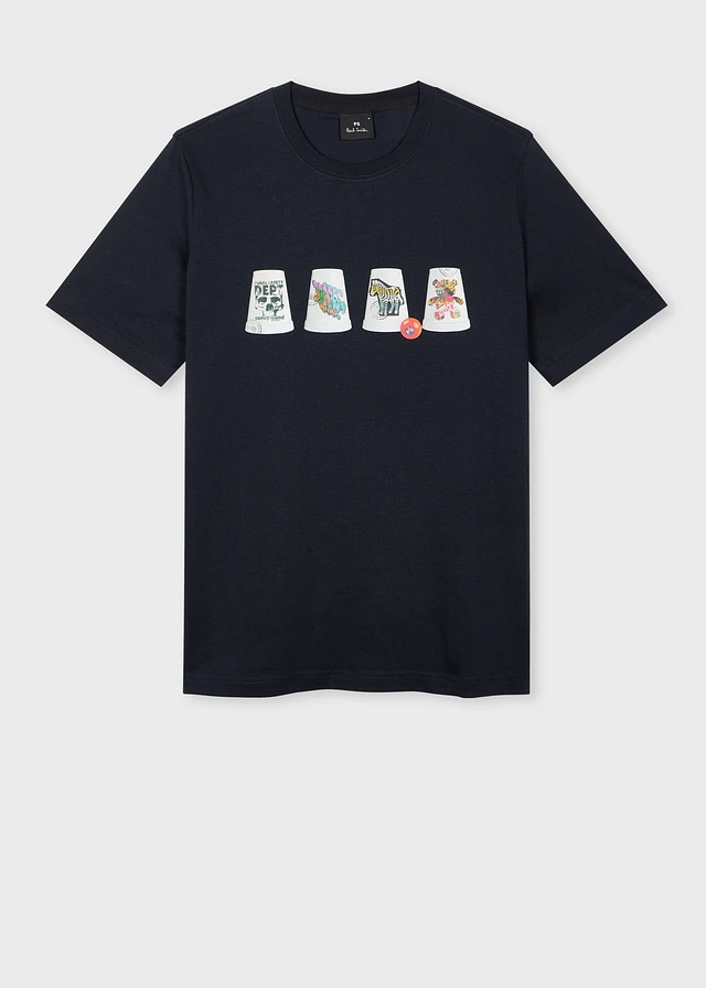 PS Paul Smith Dark Indigo 'Graffiti Mammoth' Print T-Shirt