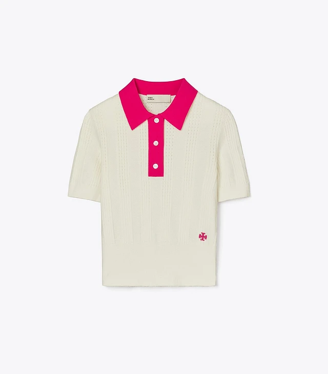 売れ筋商品|||セントラルパークウェスト カットソー トップス レディース Women's Colorblock Pointelle Polo White Tory Sport Cotton Pointelle Polo | The Summit