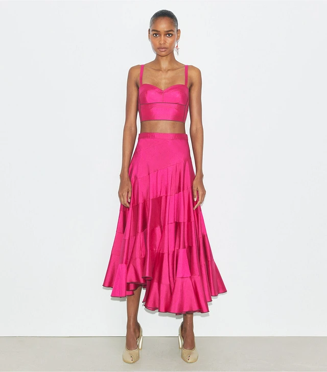 Tory Burch Flared Cotton Silk Skirt | The Summit