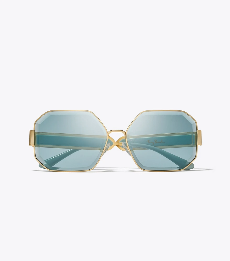 KIRA(=^・・^=) Tory Burch Kira Quilted Oversized Geometric Sunglasses in
