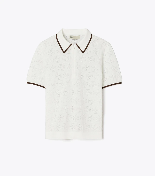 売れ筋商品|||セントラルパークウェスト カットソー トップス レディース Women's Colorblock Pointelle Polo White Tory Sport Cotton Pointelle Polo | The Summit