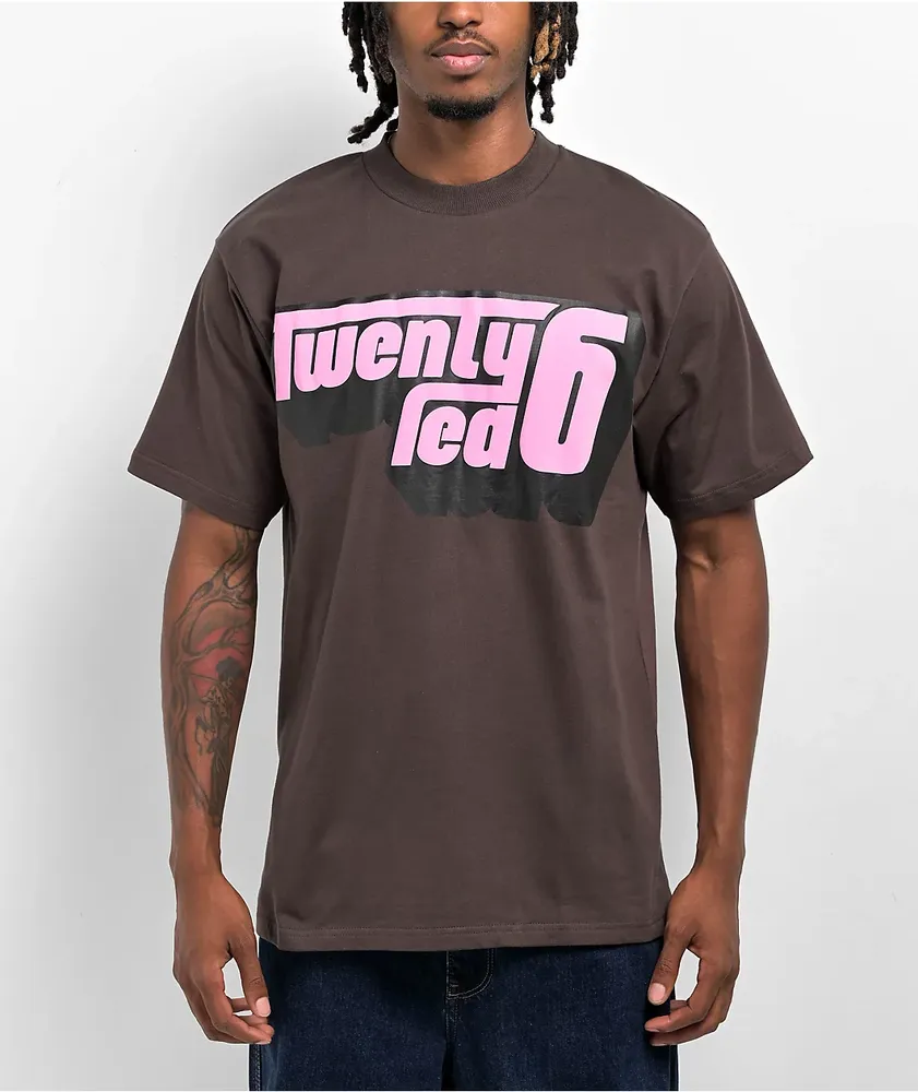 Twenty Six Red 26 Red Retro Puff Brown T-Shirt | Arden Fair
