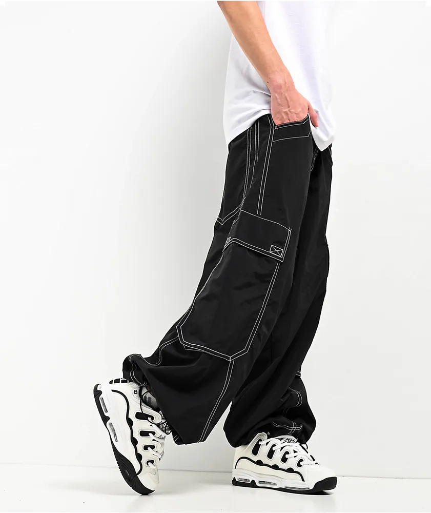 A.LAB A-Lab Giga Rave Black Cargo Nylon Pants at Coquitlam