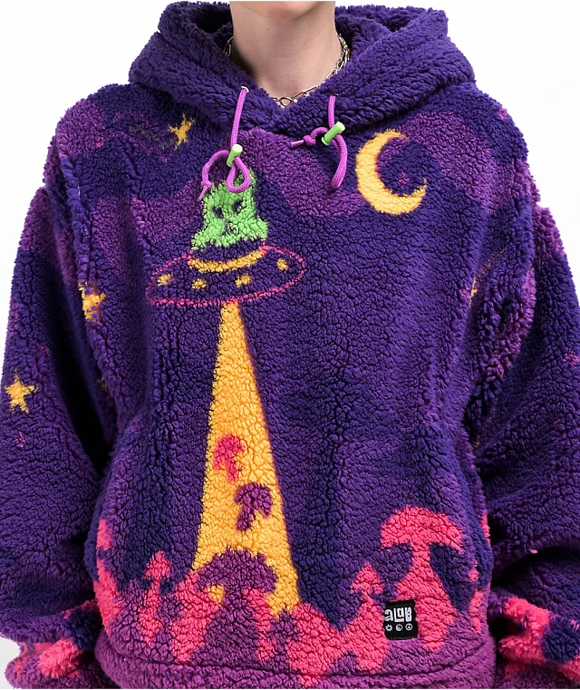 A.LAB Kadley Alien Shroomscape Purple Sherpa Hoodie | Dulles