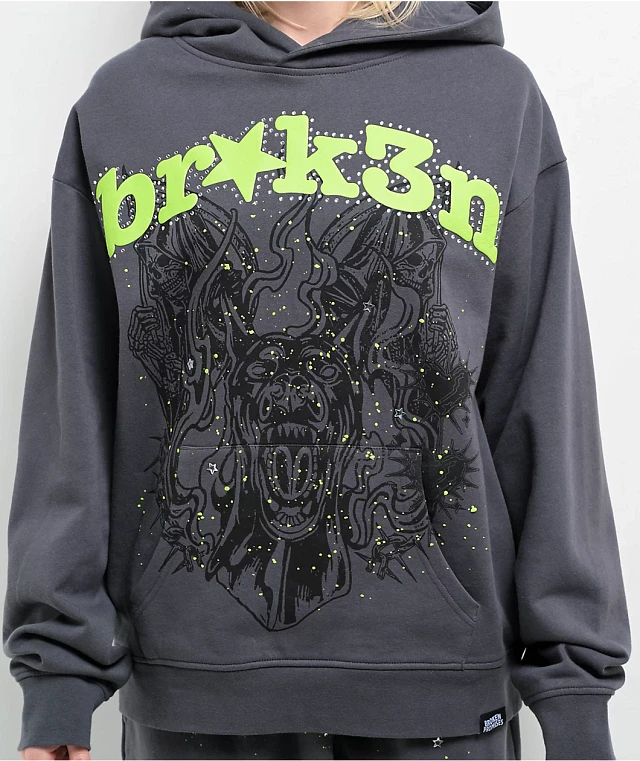 【ココ】005 BROKEN HOODIE GREY M ココ】005 BROKEN HOODIE GREY M Broken Planet Chaos Gunmetal