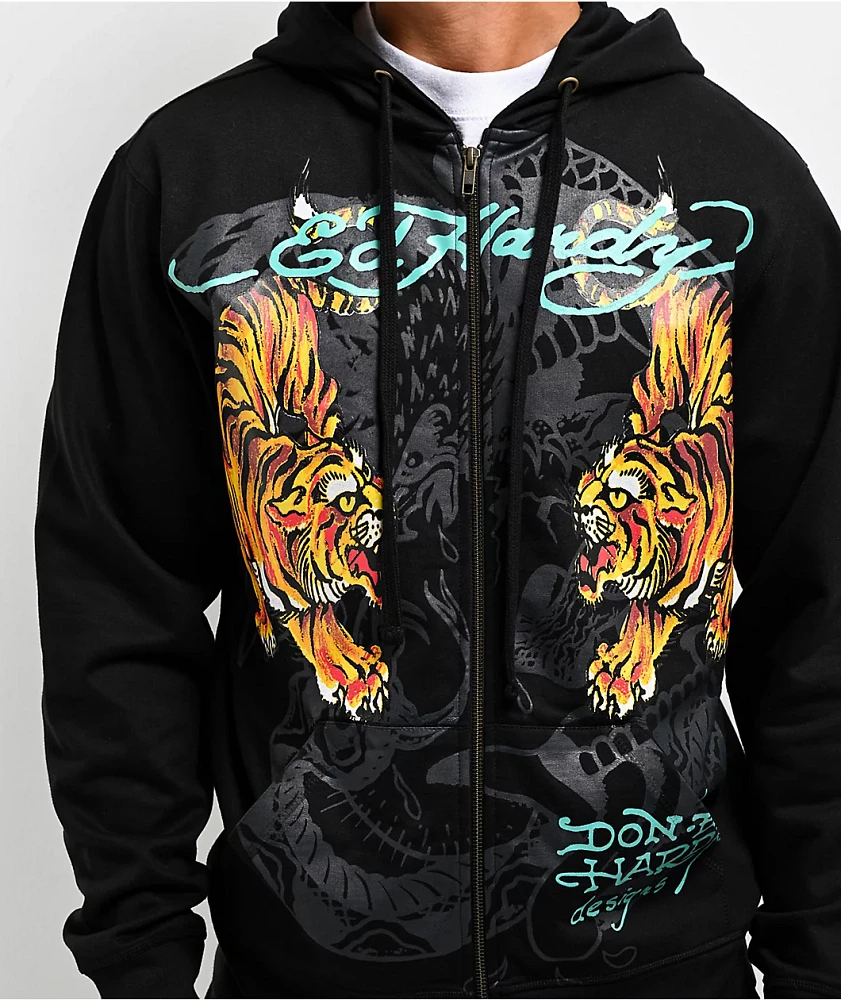 Ed Hardy Crawling Tigers Black Zip Hoodie at Foxvalley Mall