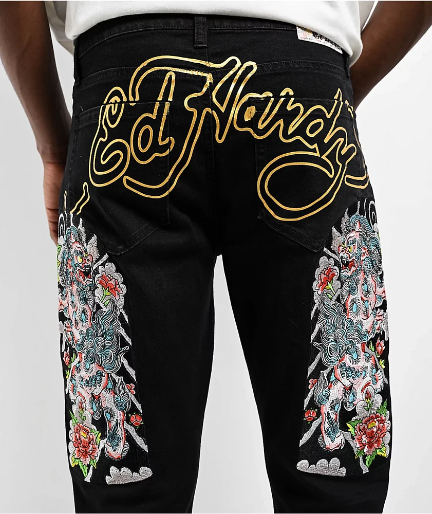 Ed Hardy　Denim　32　ラインストーン　大幅値下げ Straight jeans ED HARDY Black size 38 US in Cotton - 43769104