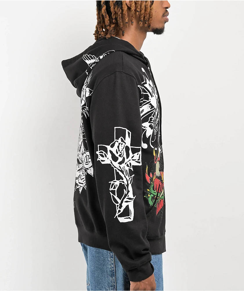 Ed Hardy Mother Mary Black Zip Hoodie at Hamilton Place in
