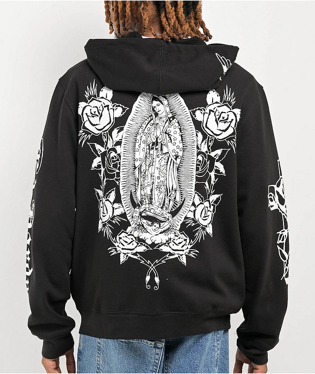 Ed Hardy Mother Mary Black Zip Hoodie at Hamilton Place in