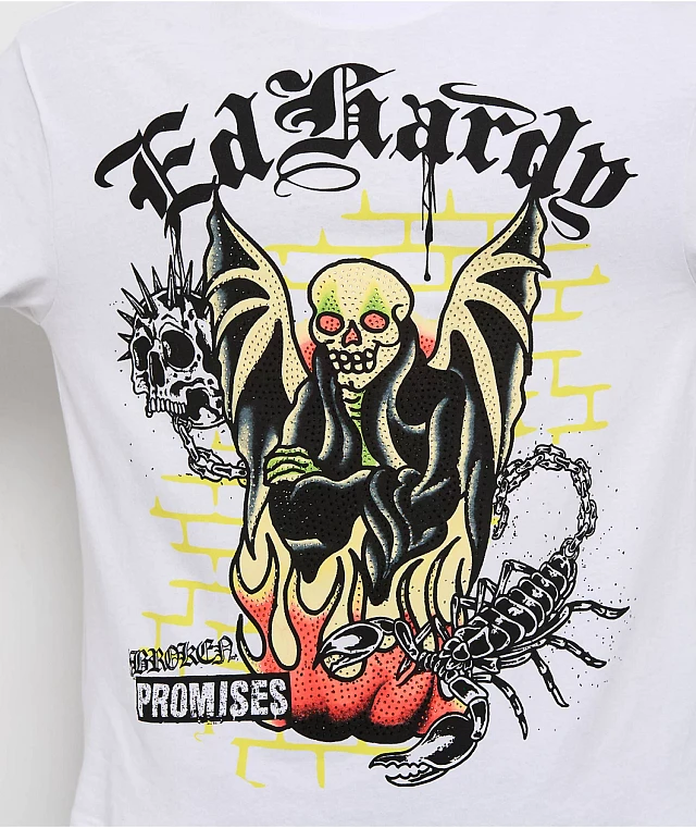 ★関税込み★【Ed Hardy】x Broken Promises Tシャツ Ed Hardy x Broken Promises Love Scars Beige T-Shirt | Zumiez