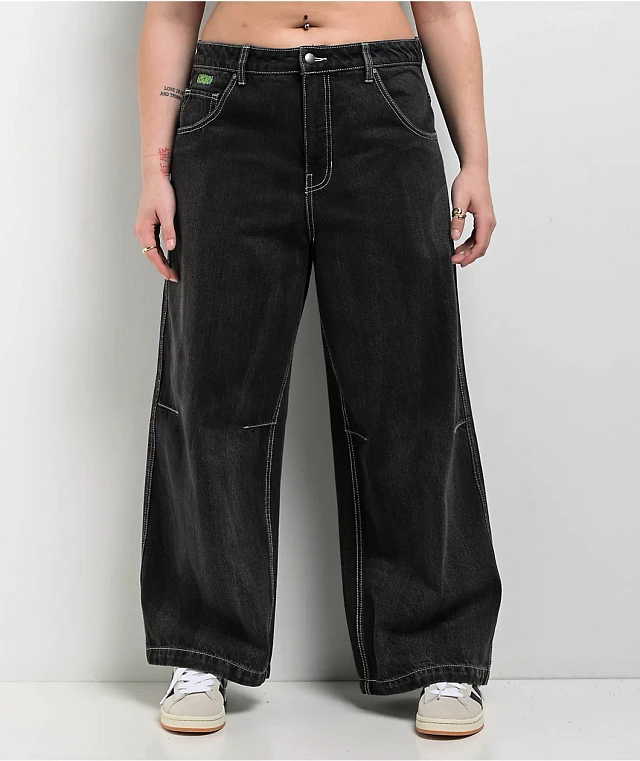 Empyre Marble Extent Wide Leg Black Denim Jeans at Mall of