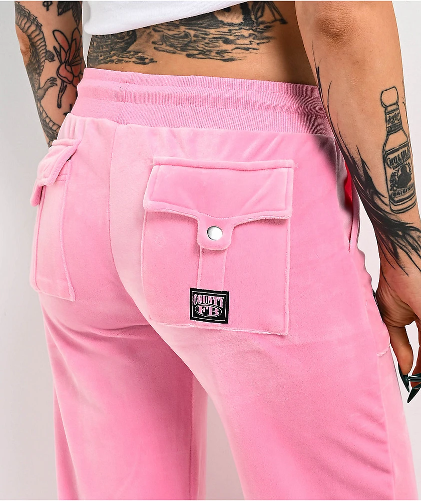 FB County Pink Velour Track Pants at Hamilton Place in