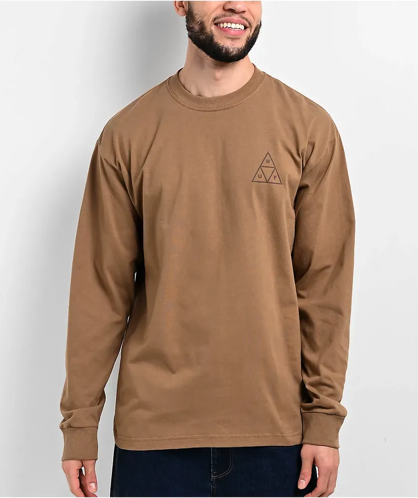 Tシャツ・カットソー THE COLDEST MOMENT TCM sat long sleeve brown HUF Set Triple Triangle Brown Long Sleeve T-Shirt at