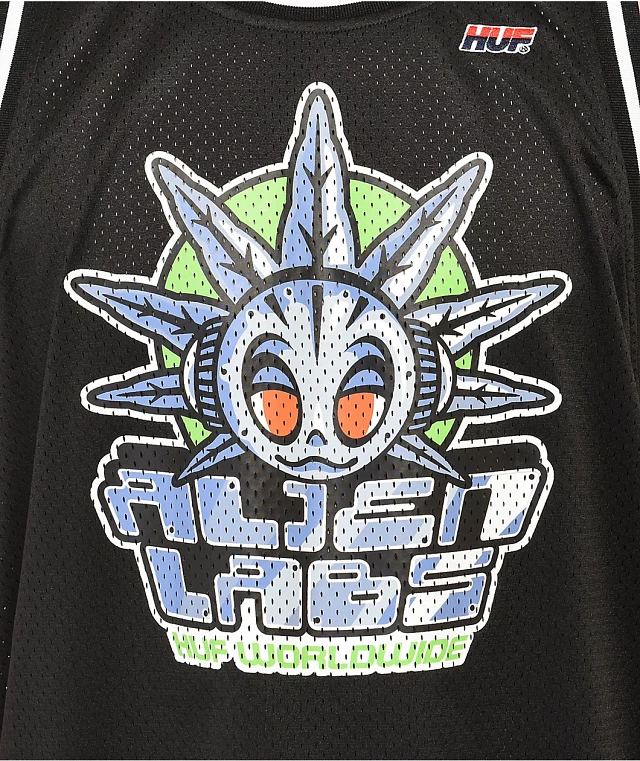 完売品 HUF ALIEN LABS BASKETBALL JERSEY 黒 HUF x Alien Labs Black Basketball Jersey at Hamilton Place
