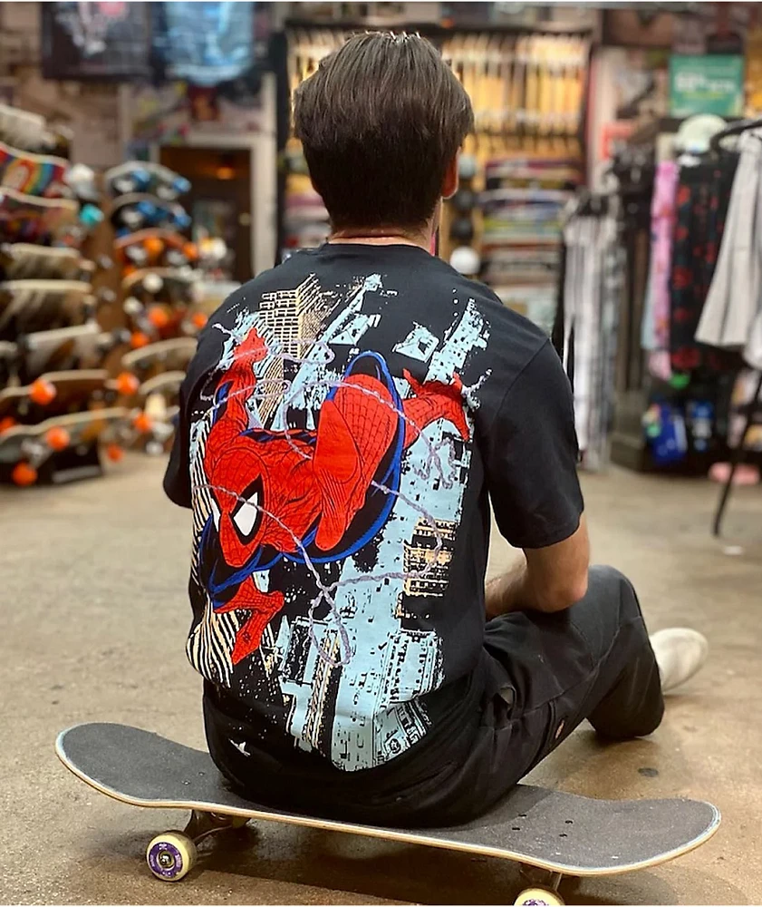 HUF × SpiderMan HANGIN-OUT ロゴ Tシャツ HUF x Spider-Man Hangin' Out Black T-Shirt | Zumiez