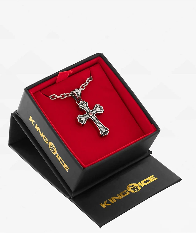 【King Ice】STERLING SILVER KINGSMAN CROSS NECKLACE 1.4\" KING ICE キングアイス ネックレス STERLING SILVER KINGSMAN