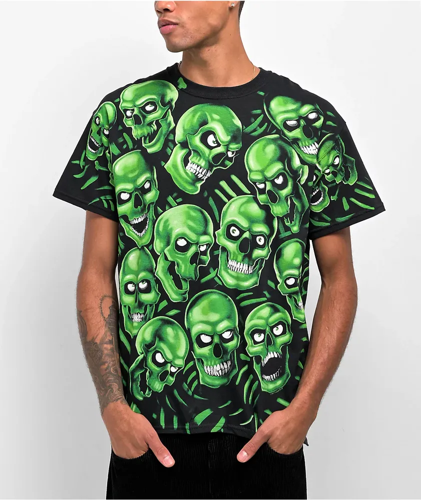 Liquid Blue Skull Pile Black T-Shirt | Arden Fair