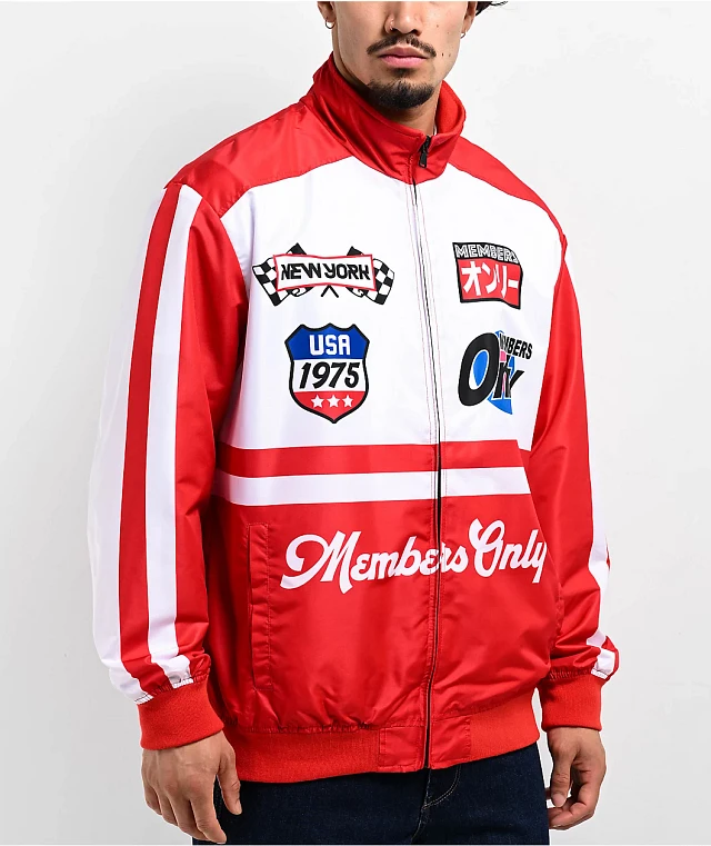 MINEDENIM Ombre Check Sports JKT 3 レッド Men's sports jacket with reflectors - navy blue and red V3
