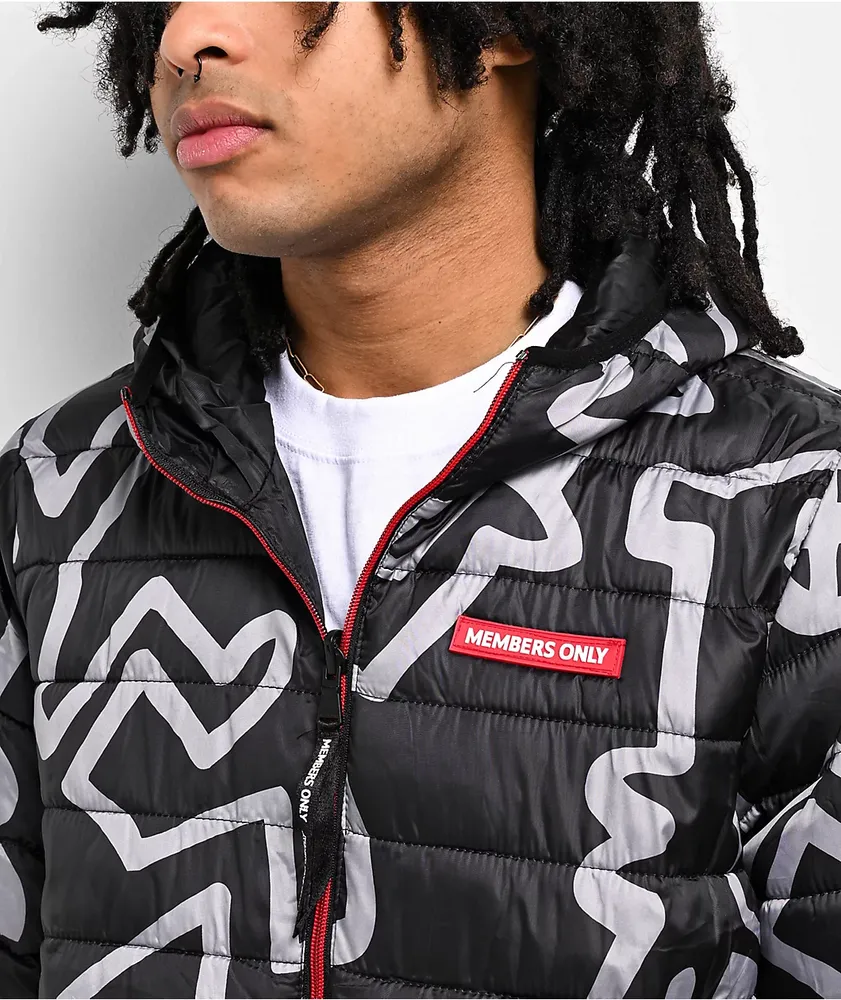 Keith Haring×Menbars Onlyコラボナイロンジャケット黒　M Members Only x Keith Haring Reversible Puffer Jacket