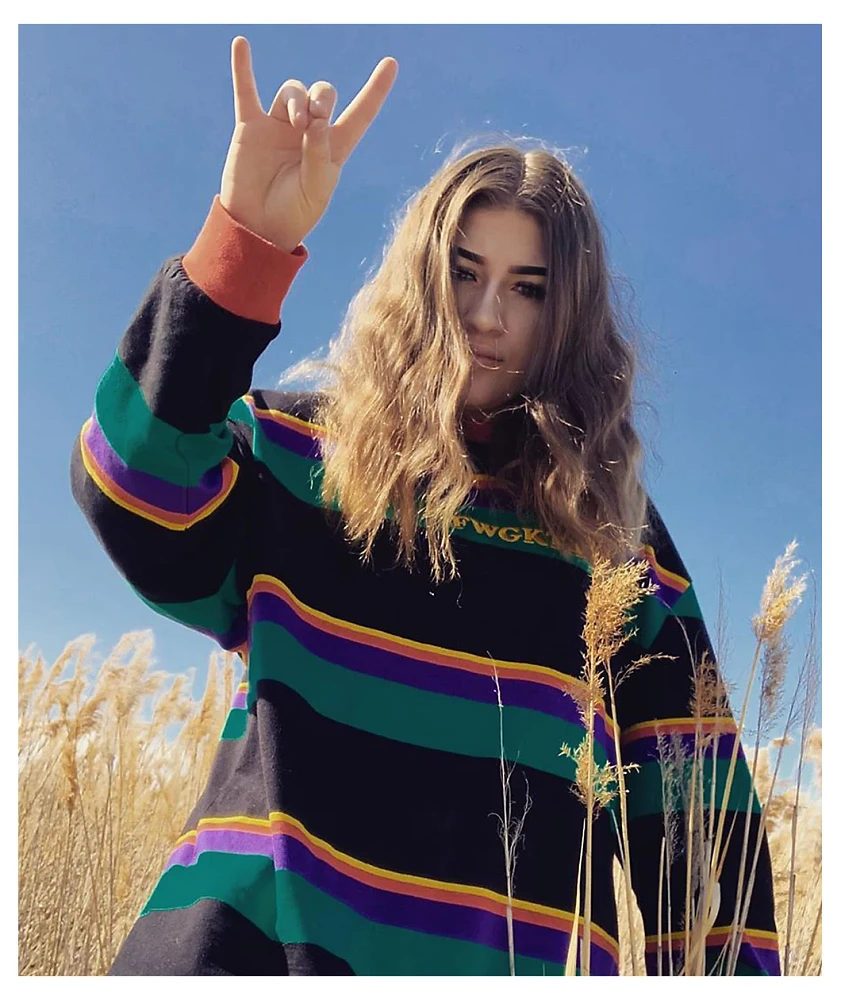 Odd Future Multi Stripe Black Long Sleeve Knit Shirt at Mall