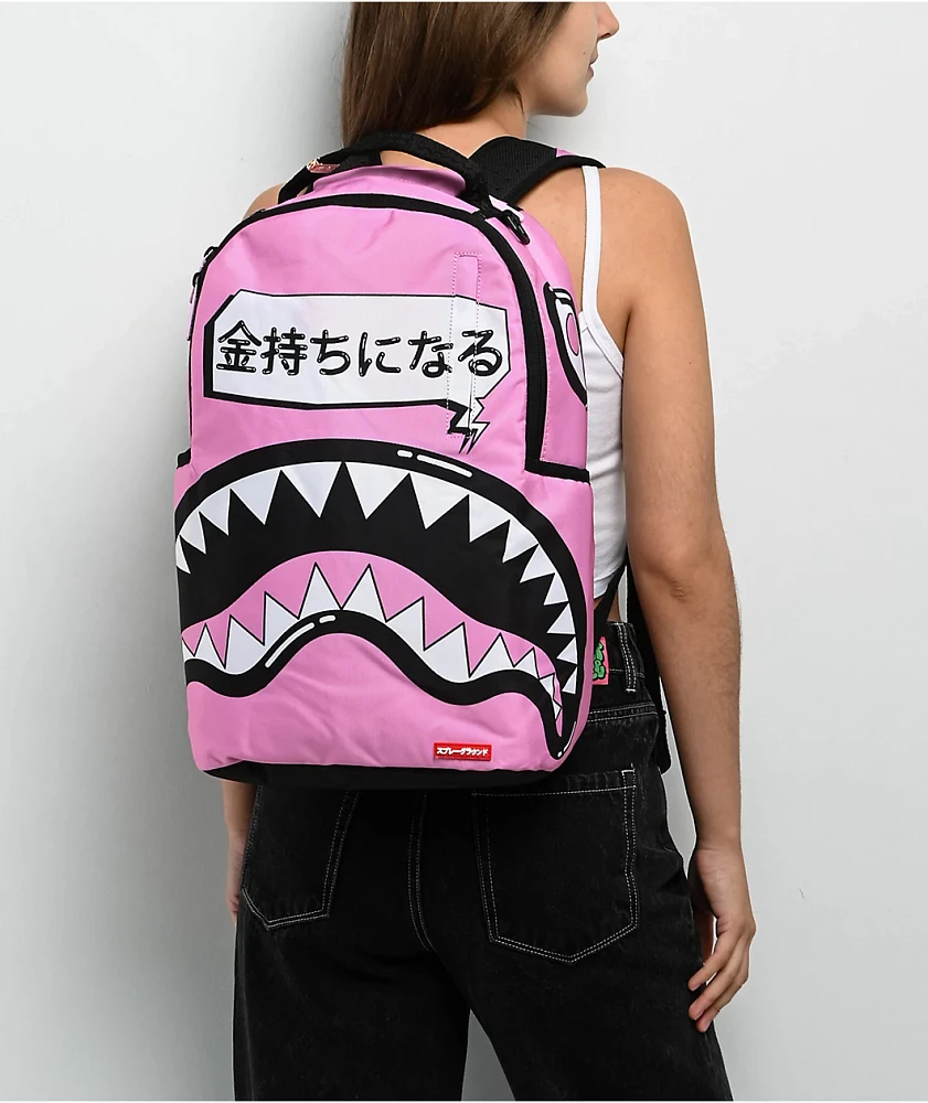 ★EMS★ OUT LINE LOGO BACKPACKPINK XZNGL Fashion Neutral Backpack Bag Shoulder Canvas School