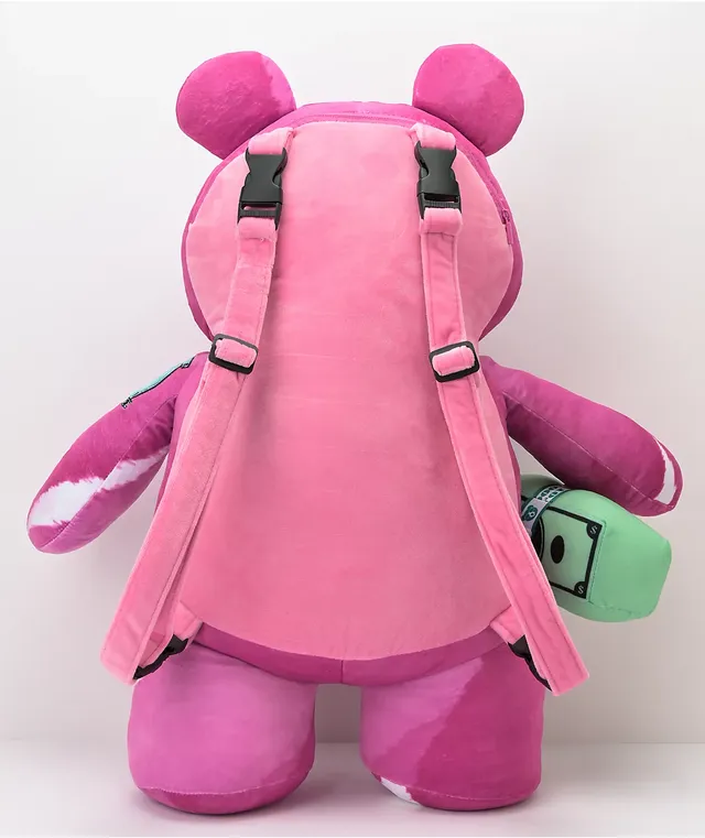 Sprayground Punk Money Bear Teddy Bear Pink Backpack at