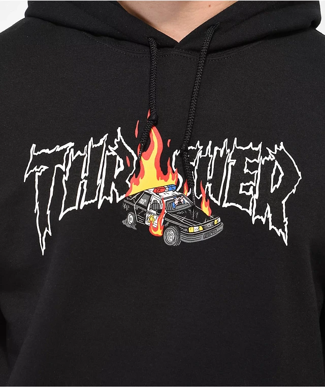 パーカー・フーディ THRASHER Burning Car Graphic Hoodie Black TR2403HD07BK パーカー・フーディ THRASHER Burning Car Graphic Hoodie Black