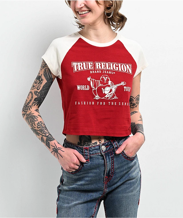 ★KIRSH★ Kirsh X True Religion Crop Slim Tee Red ☆KIRSH☆ Kirsh X True Religion Crop Slim Tee Red True