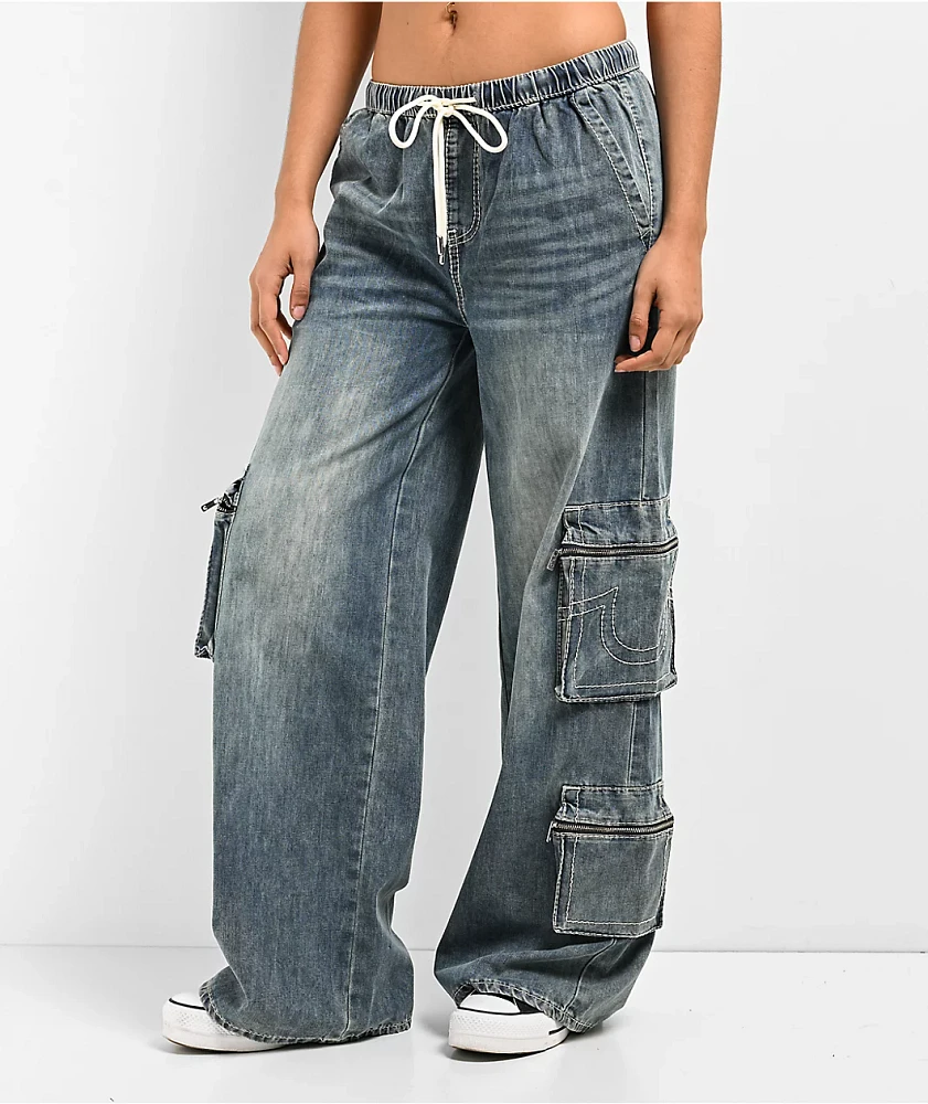 True Religion Jessie Big T Super Baggy Medium Wash Cargo