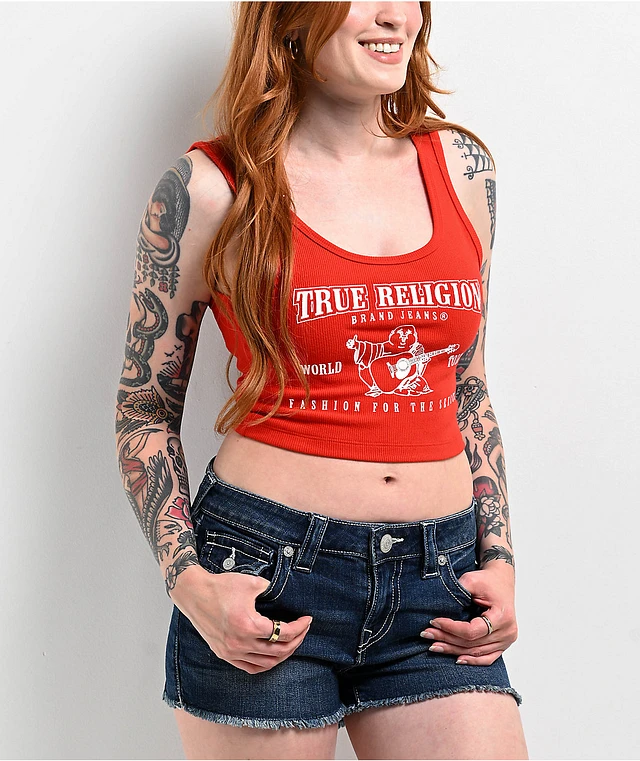 ★KIRSH★ Kirsh X True Religion Crop Slim Tee Red ☆KIRSH☆ Kirsh X True Religion Crop Slim Tee Red True