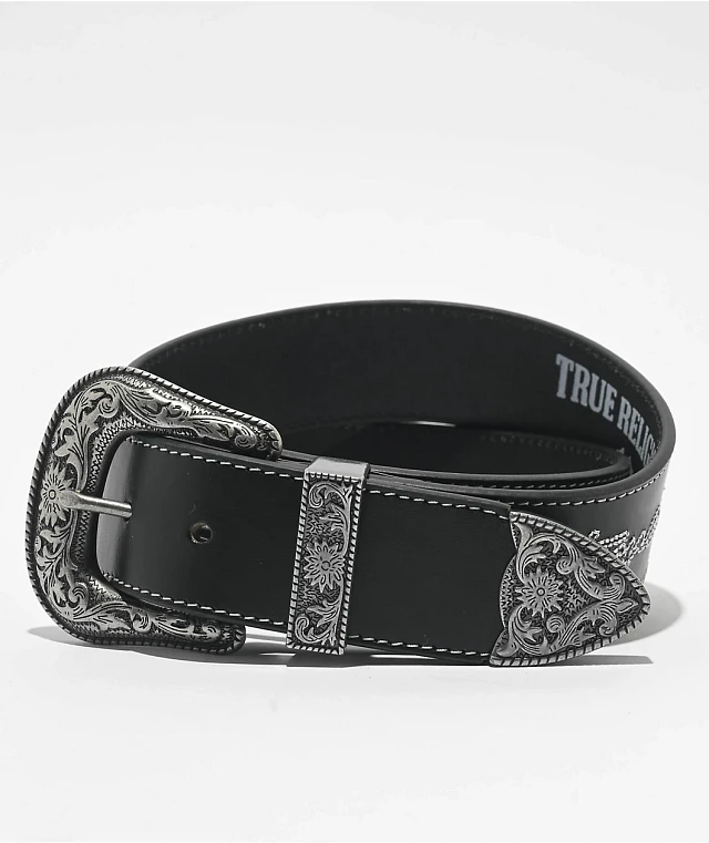 TRUE RELIGION ラインストーン　ブラックベルト TRUE RELIGION CRYSTAL HORSESHOE BUCKLE BELT (TR2856:BLACK
