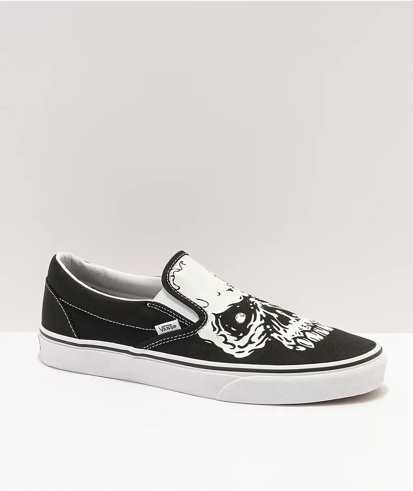 Vans Slip-On Glow-In-The-Dark Skull Skate Shoes at